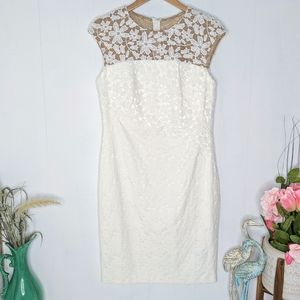 Lauren Ralph Lauren Cream Lace & Illusion Dress 10